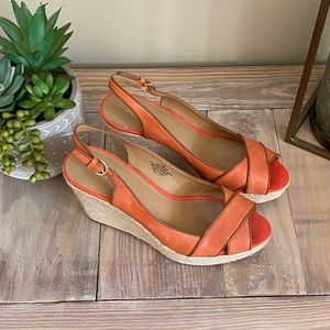 Nine West Orange Espadrille Wedge Sandals